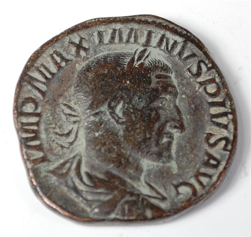 Roman, Maximinus Pius 235-238AD AE sestertius Rome mint, obv. laureate, draped and cuirassed bust,