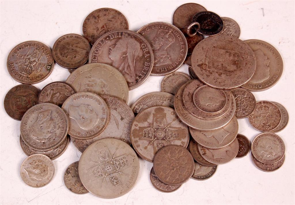 Great Britain, mixed lot of Victorian and later silver coins to include; gothic florins, half crown,