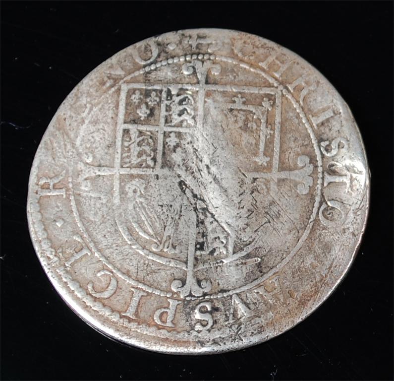 England, 1638-39 shilling, Charles I below anchor mint mark, rev. quartered shield within legend (aF - Image 2 of 2