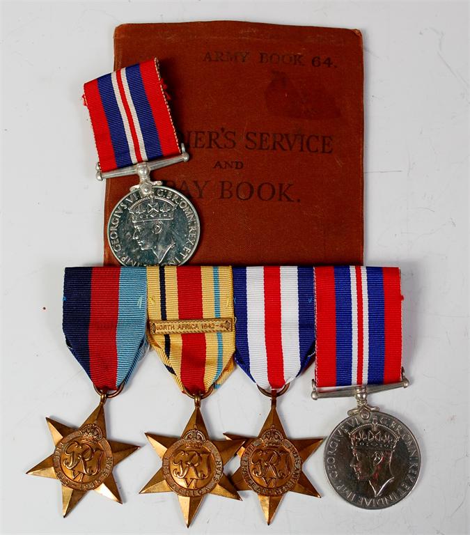 A WW II medal group to include 1939-45 War x2, 1939-45 Star, Africa Star, France and Germany Star,