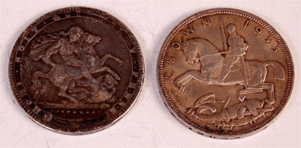 Great Britain, 1820 crown, George III laureate head above date, rev. St George and dragon within - Image 2 of 2