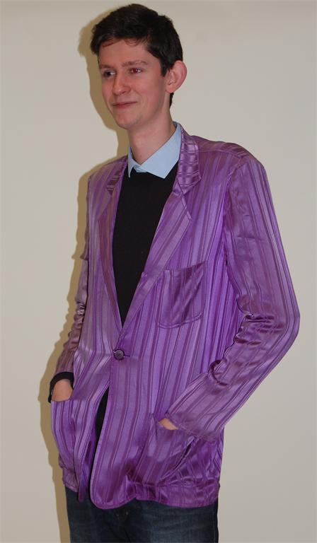 # A gents woven silk evening jacket, a Roland Klein striped purple silk jacket; a gentlemans' - Image 2 of 3