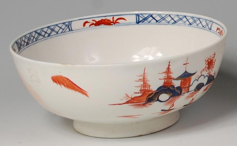 An 18th century Lowestoft porcelain slop-bowl, decorated in the Imari palette with chinoiserie - Image 2 of 2