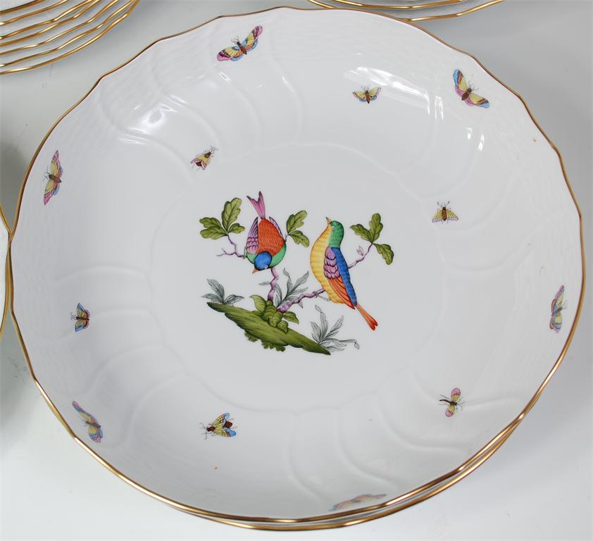 # A Herend porcelain eight place setting dinner service, comprising; dinner plates, side plates, tea - Image 2 of 4