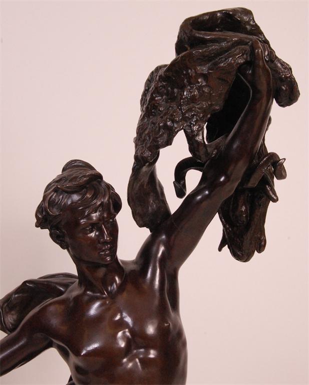 Alfred Desire Lanson (French, 1851-1898) - A large bronze figure of Jason and the Golden Fleece, - Image 2 of 6