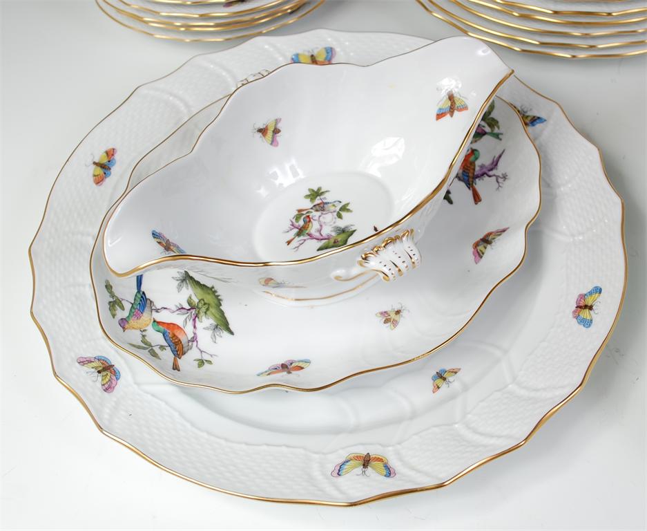 # A Herend porcelain eight place setting dinner service, comprising; dinner plates, side plates, tea - Image 3 of 4