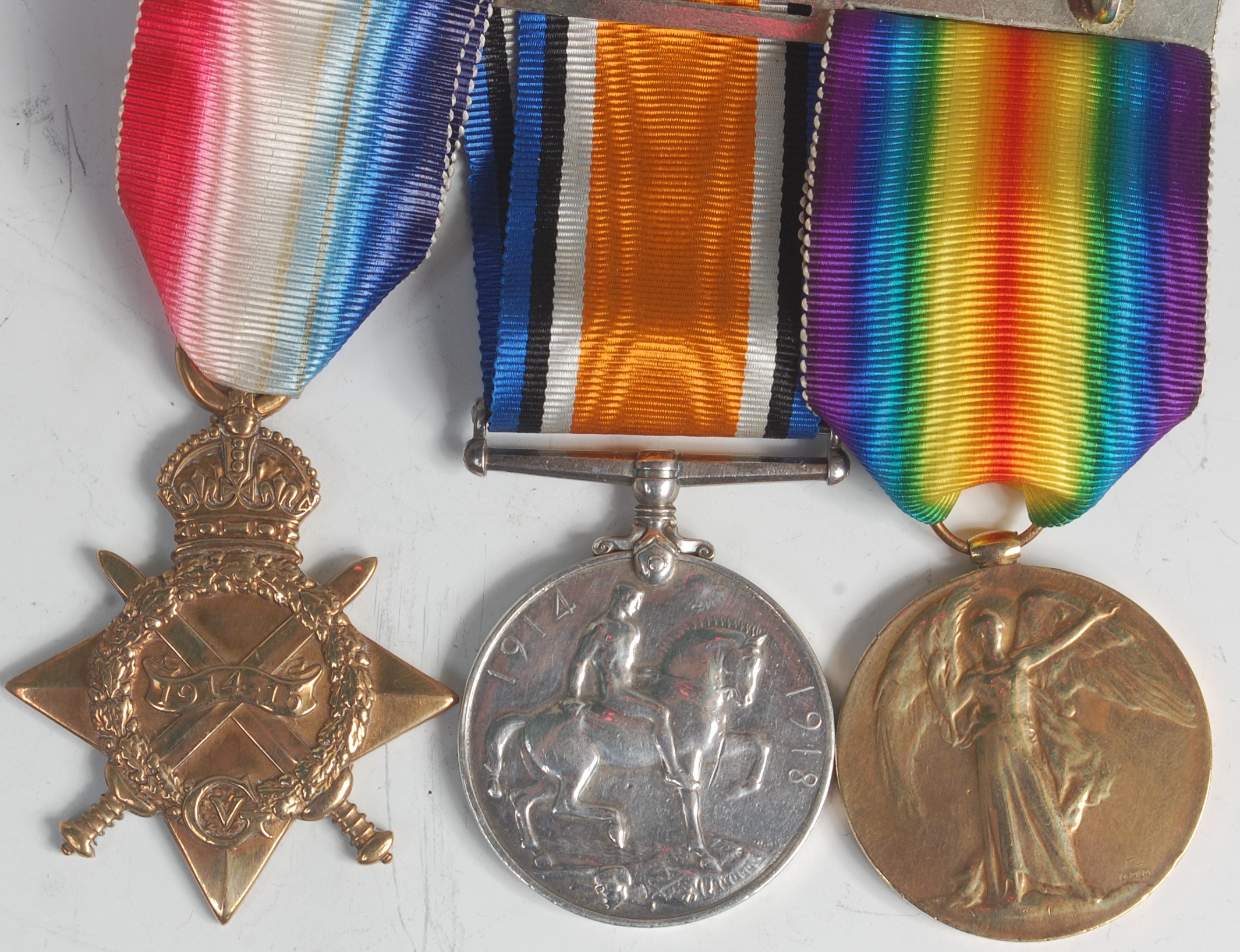 A WW I trio to include 1914-1915 Star, British war and Victory naming 13805. Cpl. A. Palmer, Suffolk