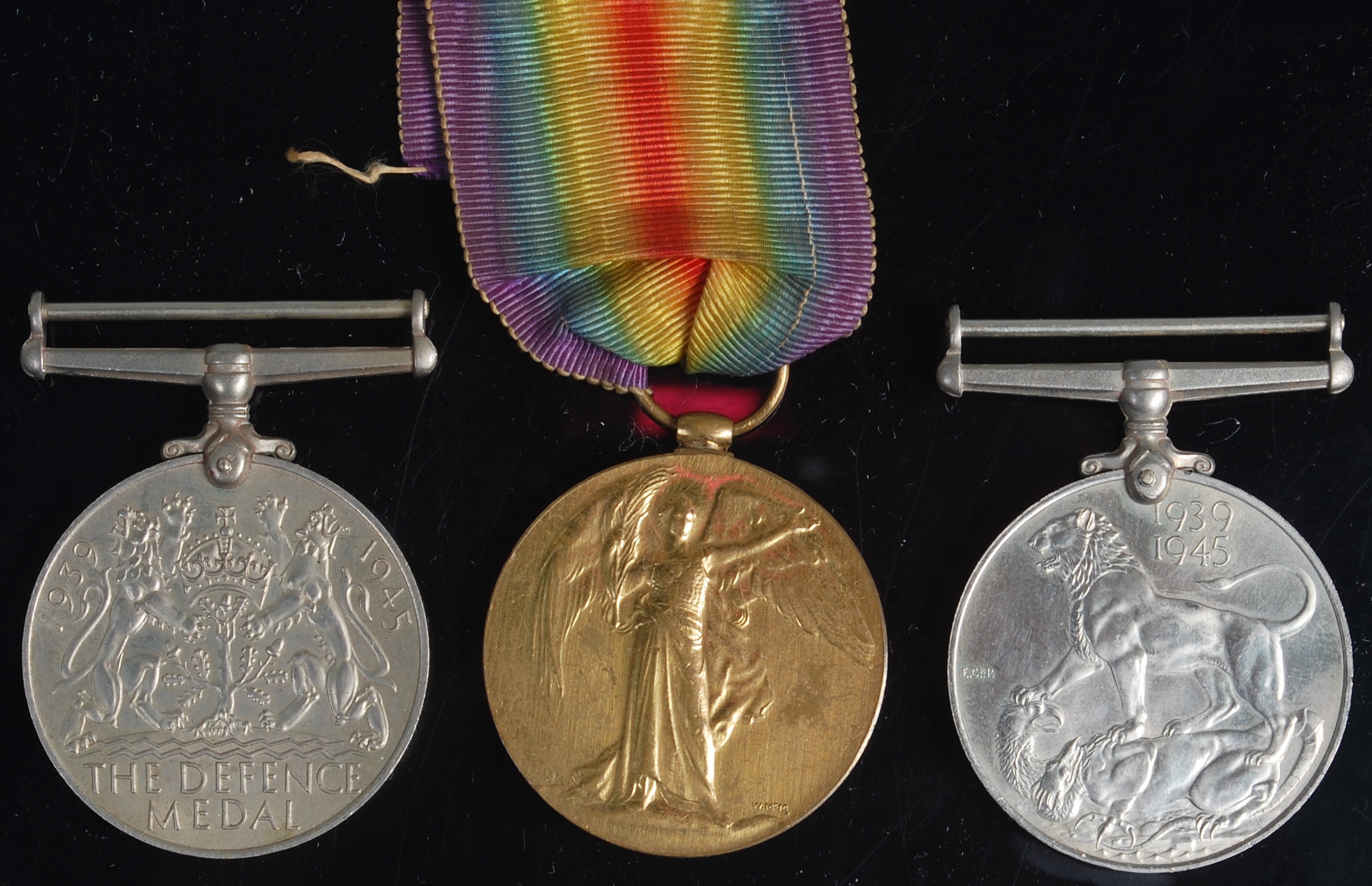 A WWI Victory medal naming 195082 Pte A. Green 52-CAN. INF, together with WWII War and Defence (3)