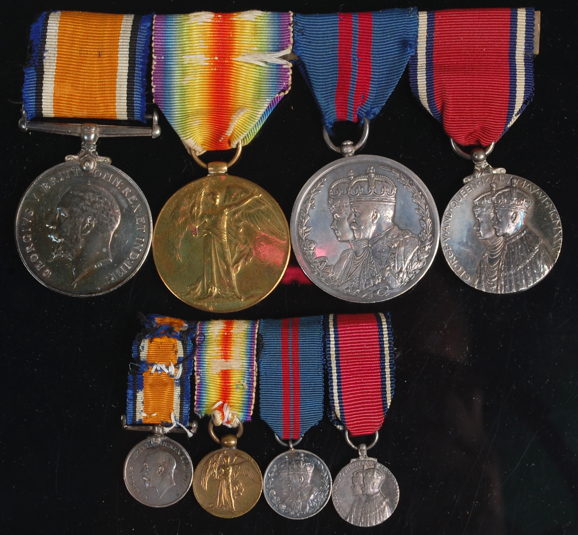 A group of medals to include WW I British war and Victory, naming Lieut H.A.L. French, 1911