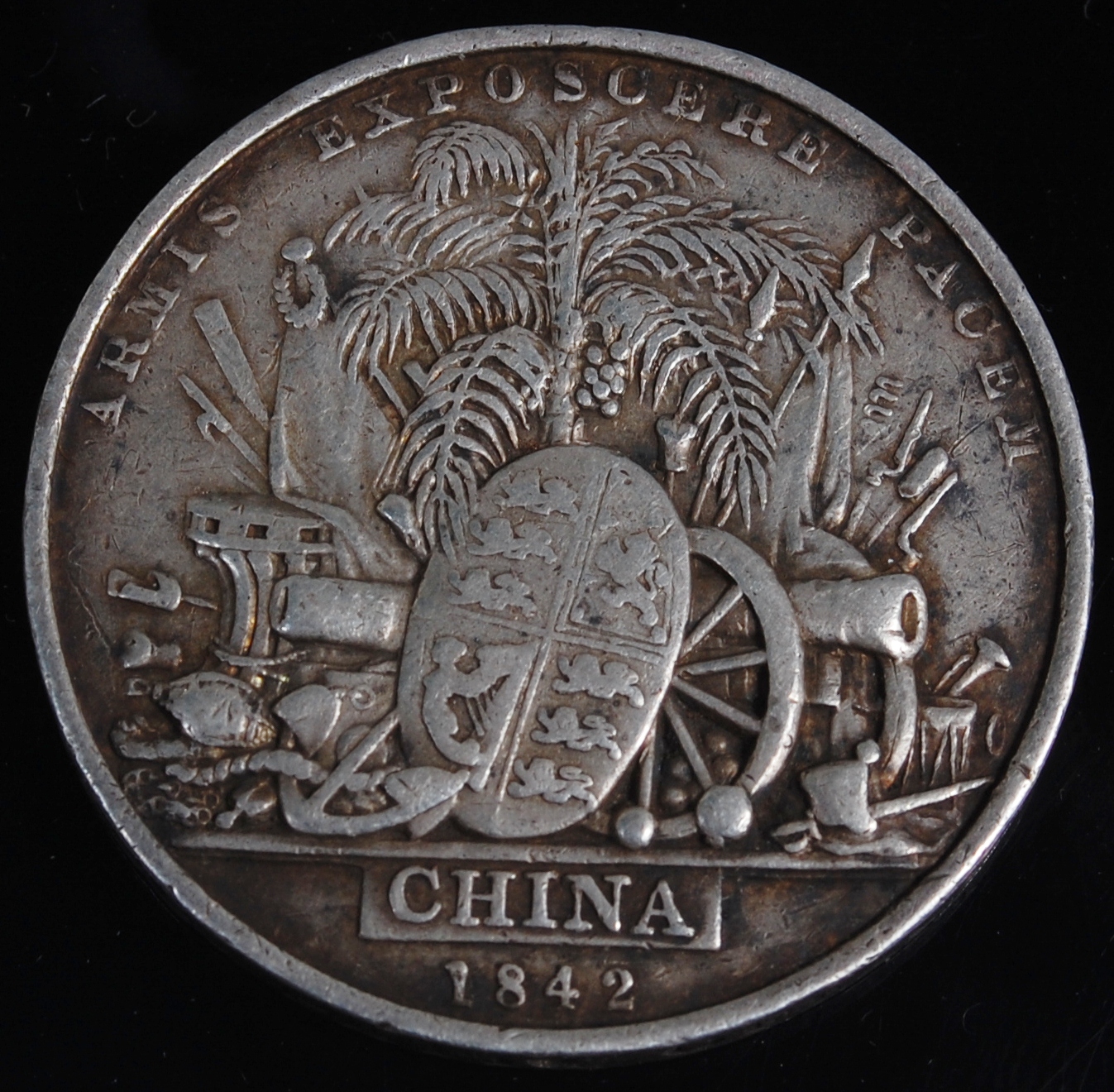 A British 1842 China war medal naming *** John Bragg Petty Officer H.M.S. Larne *, lacking