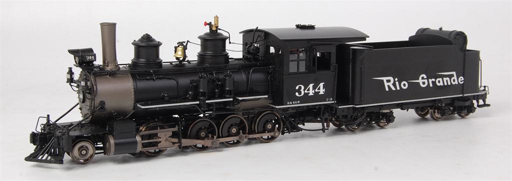 A Mountain Model Imports On30 C19 2-8-0 locomotive and tender finished black Rio Grande road