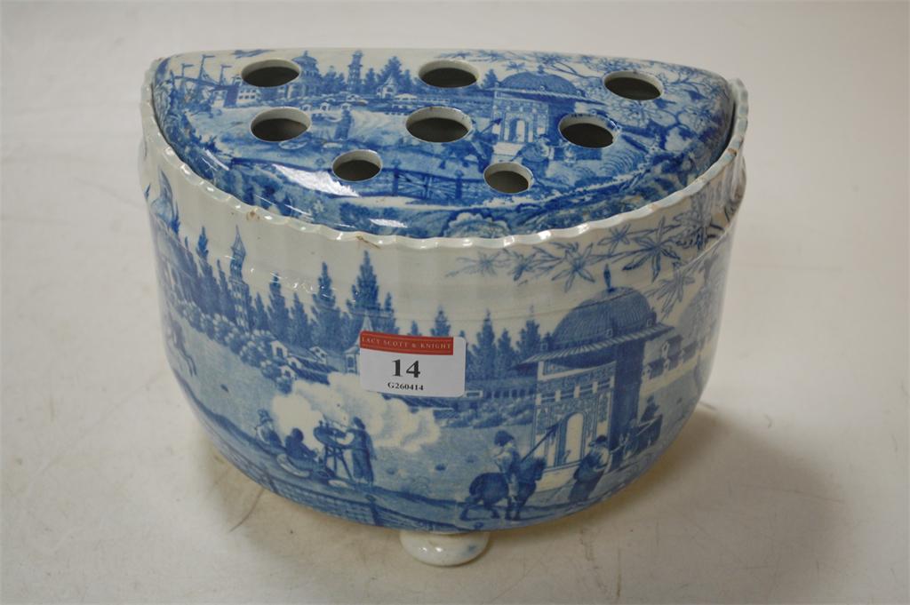 A 19th century Staffordshire blue and white printed flower bough