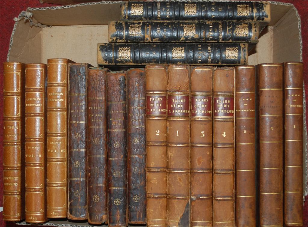 SCOTT Sir Walter, Quentin Durward, 1823, 3vols, half morrocco, Ann of Gernstein, 1829, 3vols,