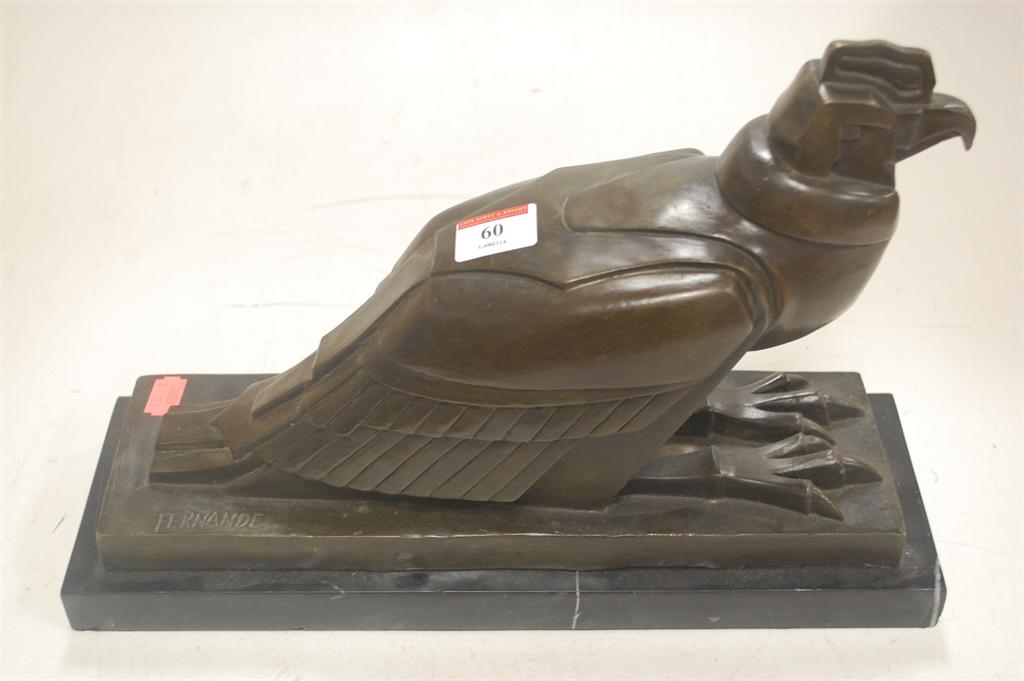 After Fernande - Cubist style eagle, bronze