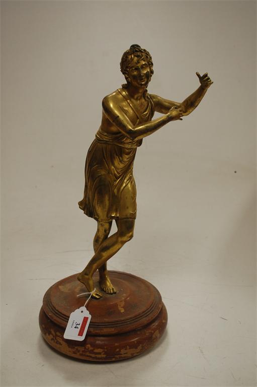 A 19th century French gilt bronze figure of a musician (incomplete)