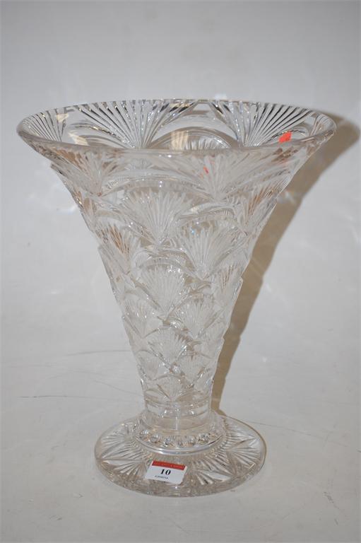 A Stuart cut crystal trumpet form vase
