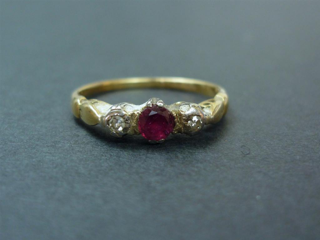 A vintage ruby and diamond ring
