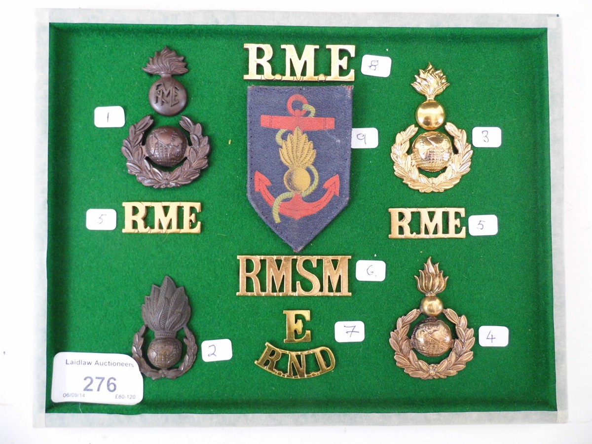 A quantity of Royal Marine Engineers and Royal Naval Division Engineers insignia