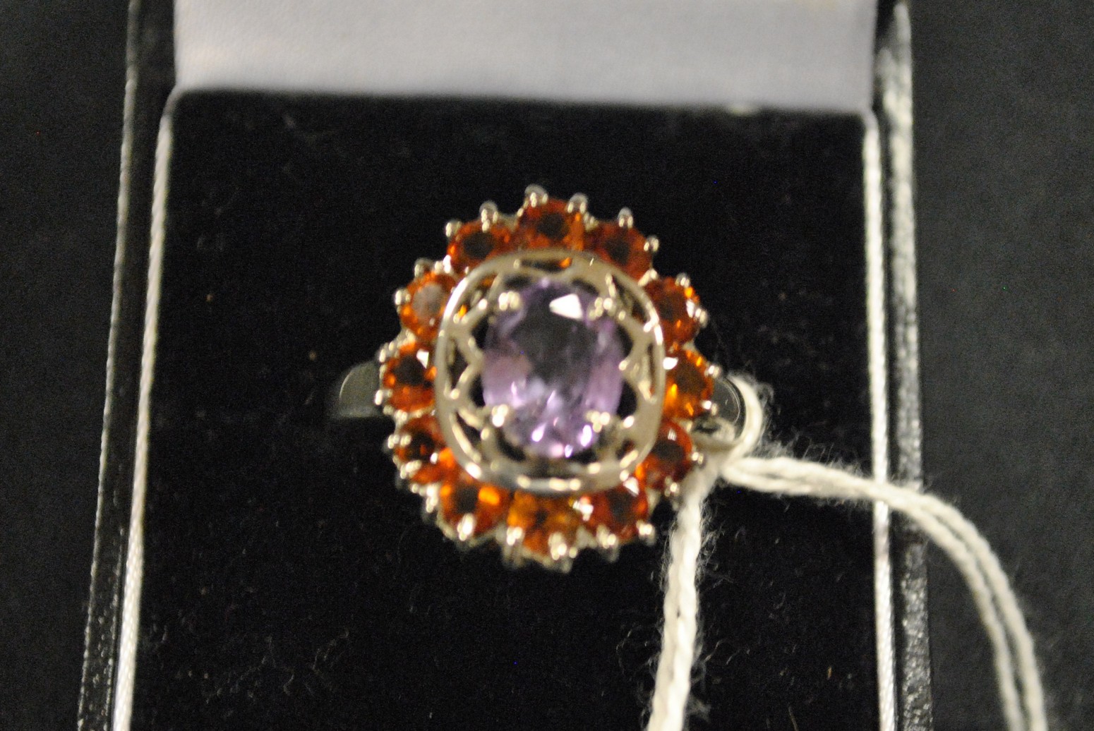 Silver Ganet/Amethyst Cluster Ring