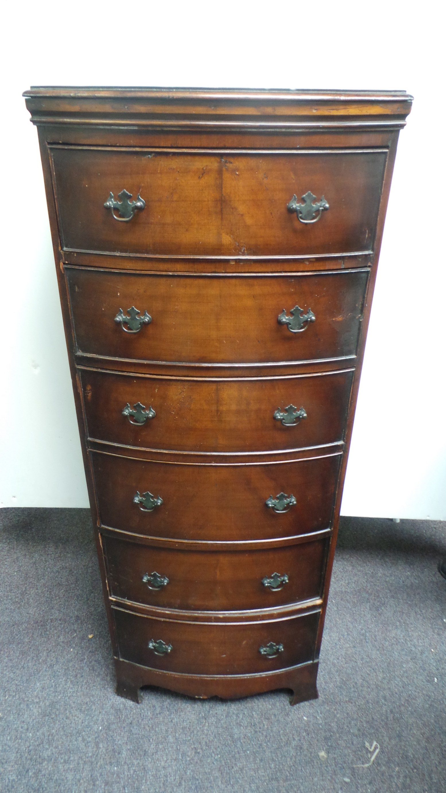 Walnut 6 Drawer Tallboy