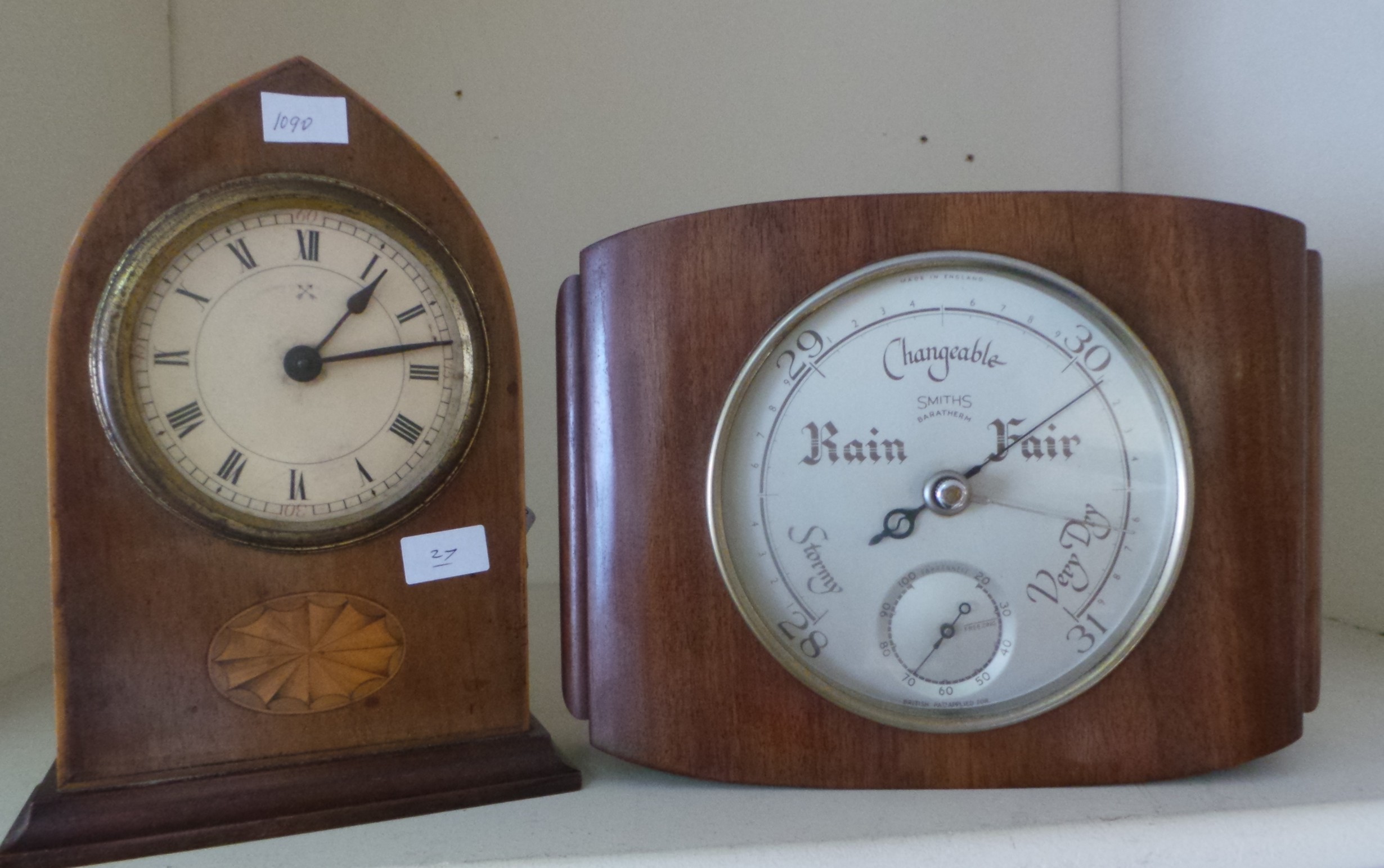 Inlaid Mantel Clock and Barometer