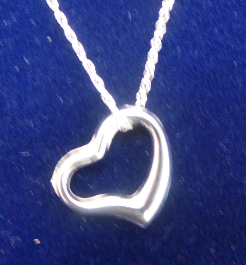 White Gold Heart Pendant on 9ct Chain