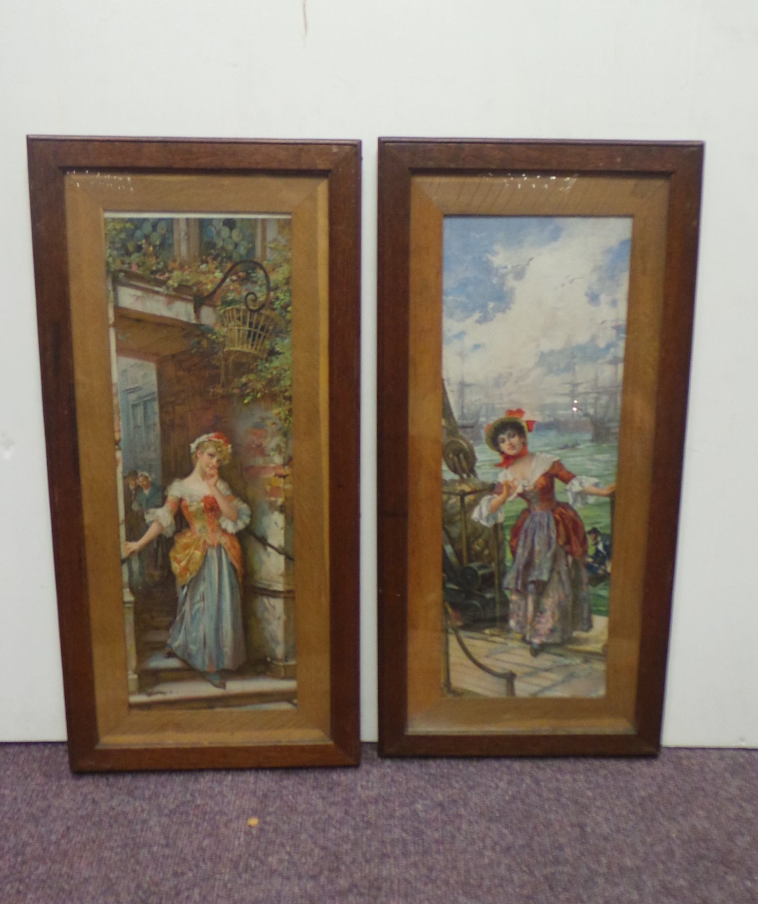 Pair of Pictures in Oak Frame