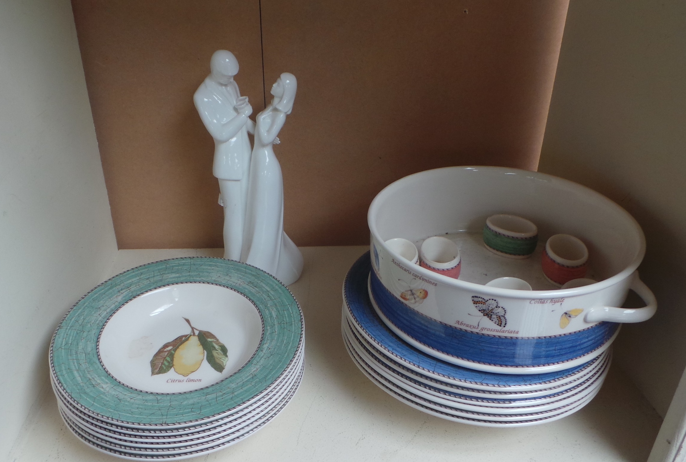 Lot of Plates, Figurine, Bowl and Napkin Rings