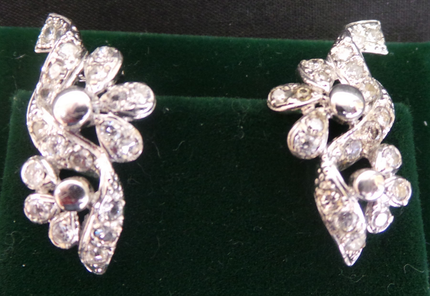 Pair Period Diamond Cluster Earrings