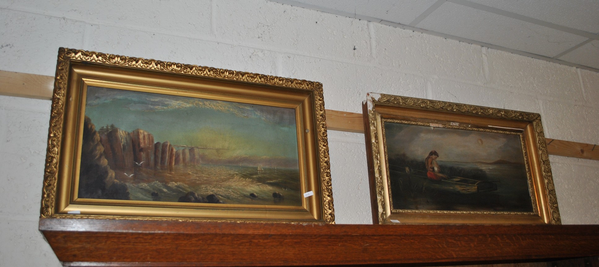 Lot of 2x Gilt Framed Oil on Boards