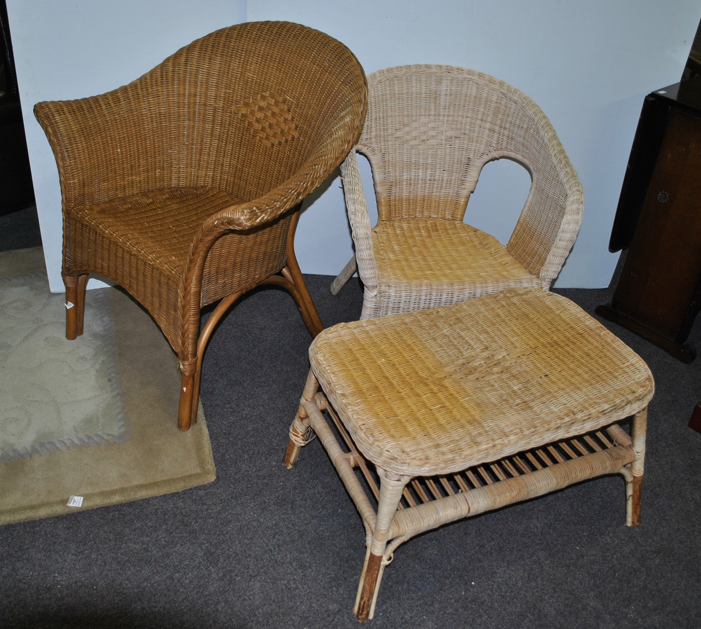 Lot of 2x Wicker Chairs and Coffee Table