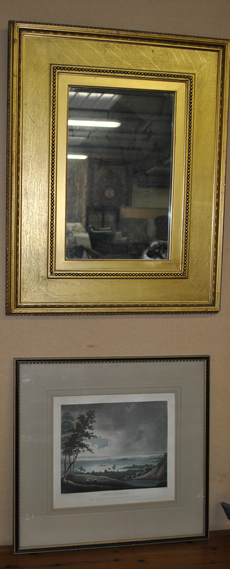 Antique Picture & Gold Framed Wall Mirror