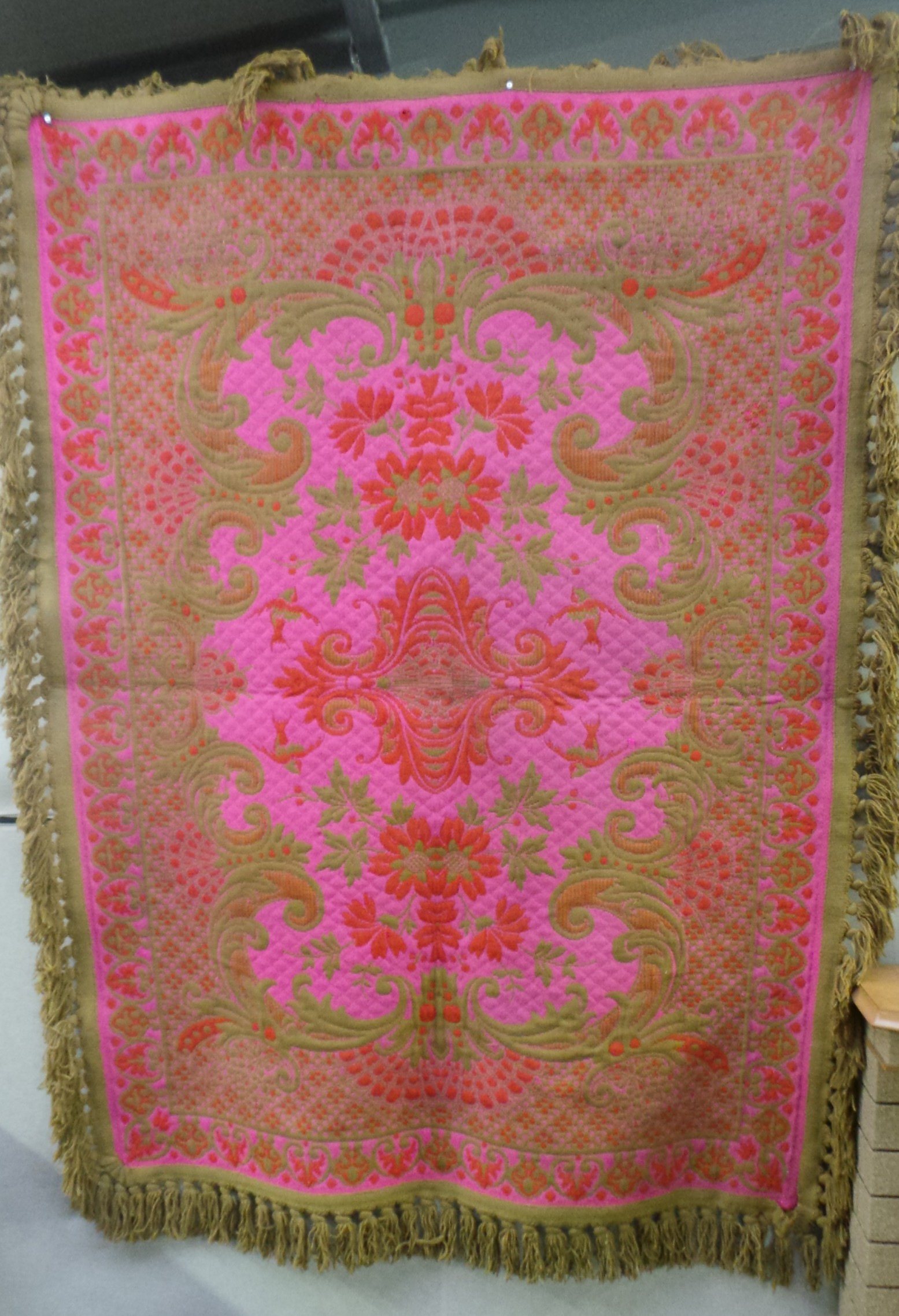 Large Spanish Rug Green and Pink