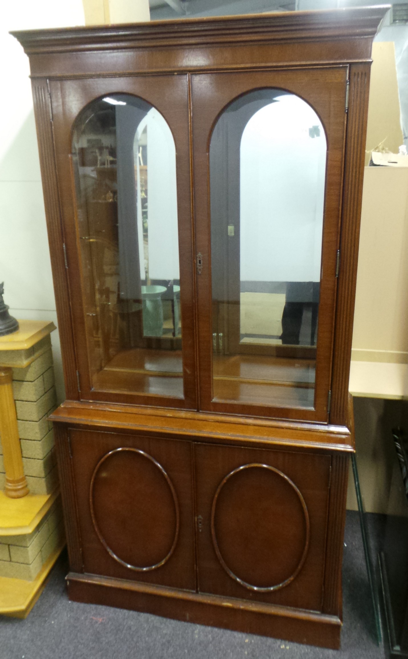 Mahogany Mirror Back Display Cabinet