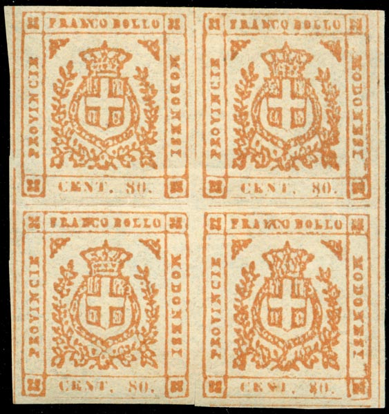 GOVERNO Provvisorio 1859, due quartine dei valori da cent.40 e cent.80 (n.17,18).