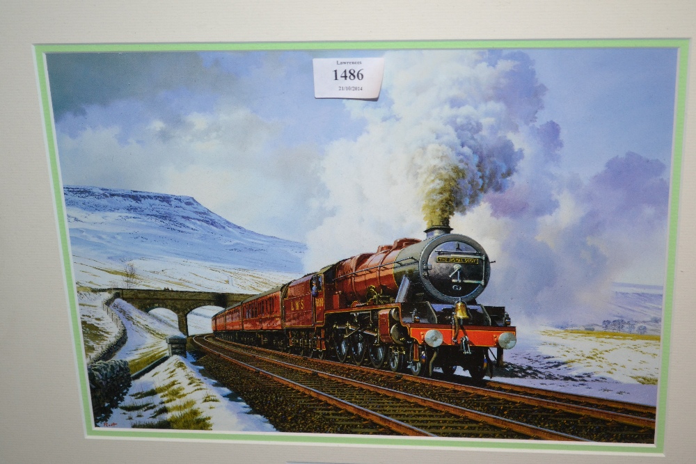 Framed set of ten railway locomotive prints