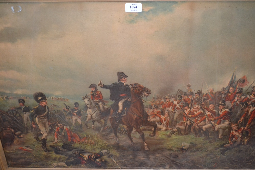 19th Century coloured print titled ' Wellington to the Troops at Waterloo, " What will they say of