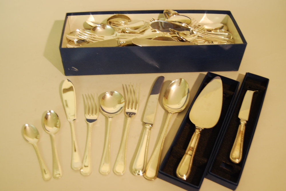 Canteen of modern Sheffield silver Old English Bead pattern cutlery