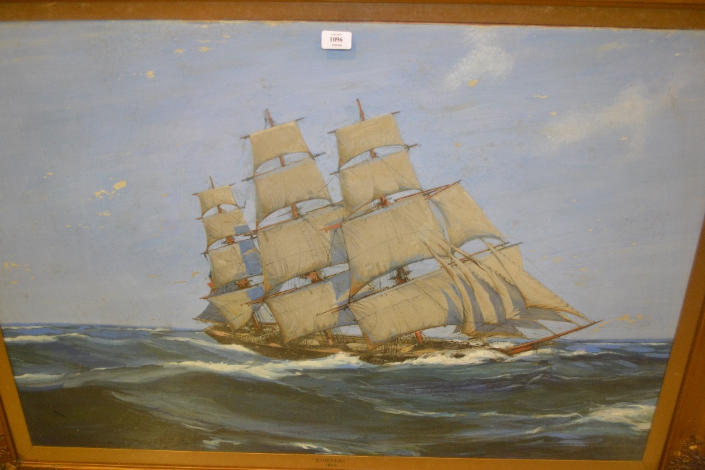 Large 19th Century gouache, portrait of the clipper Ethereal, inscribed on the mount, dated 1856,
