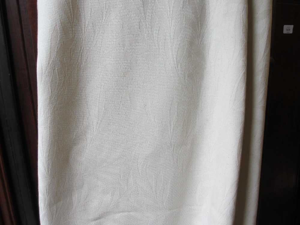 Two pairs of full length cream brocade curtains