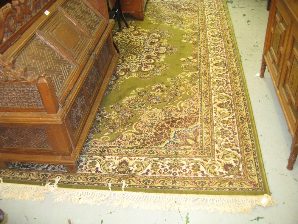 Pair of Persian Wilton type carpets, 9ft 6ins x 7ft 6ins