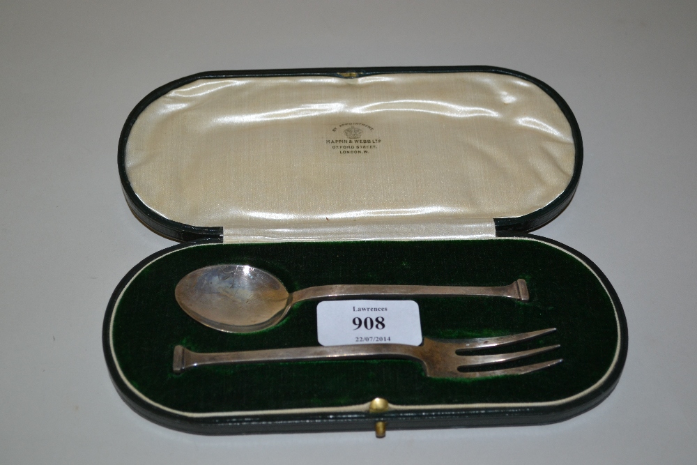 Mappin and Webb, cased silver Christening pair