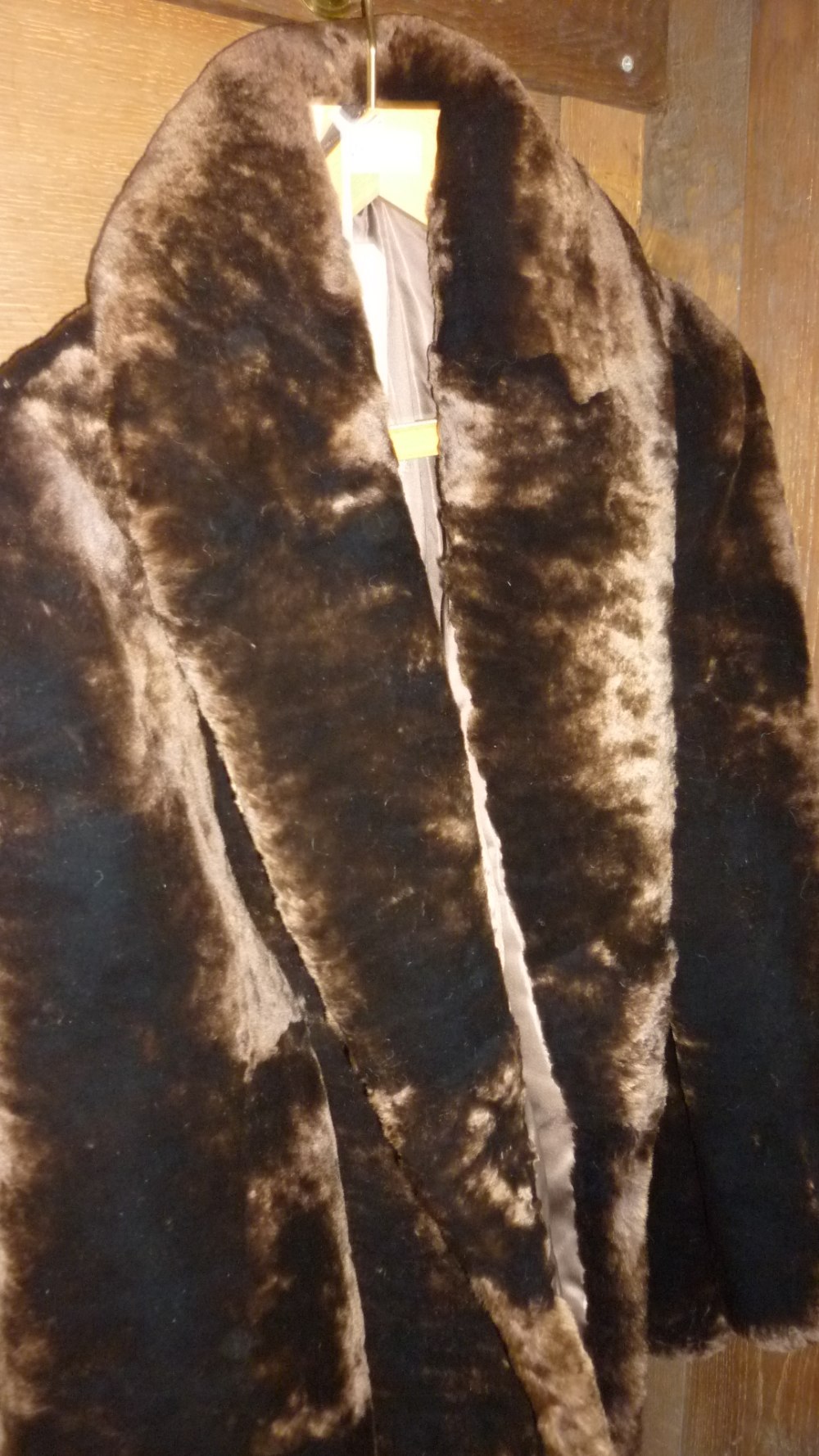 Ladies three quarter length dark brown fur coat