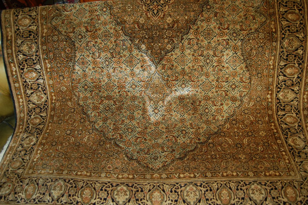 Qum rug with lobed medallion and all-over Herati design with multiple borders, 1.4m x 2.1m