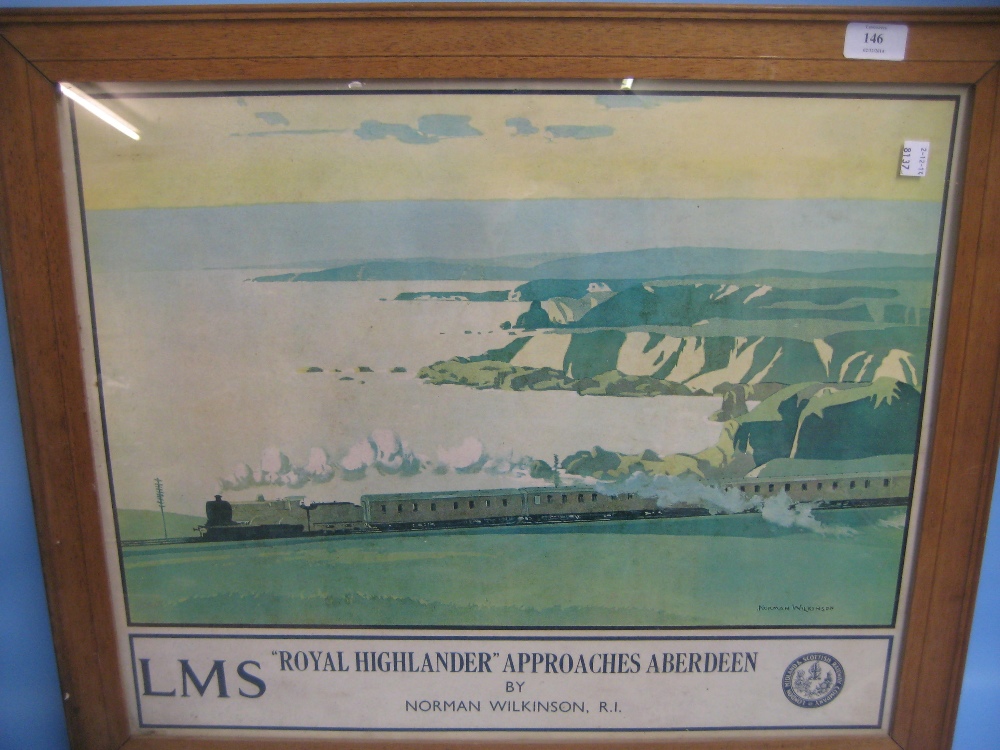 Reproduction ` L.M.S. Royal Highlander Approaches Aberdeen ` print in a modern frame