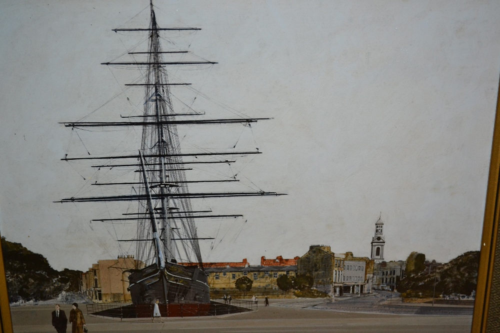 Michael John Hunt, oil on board, the Cutty Sark at Greenwich, 18ins x 20ins