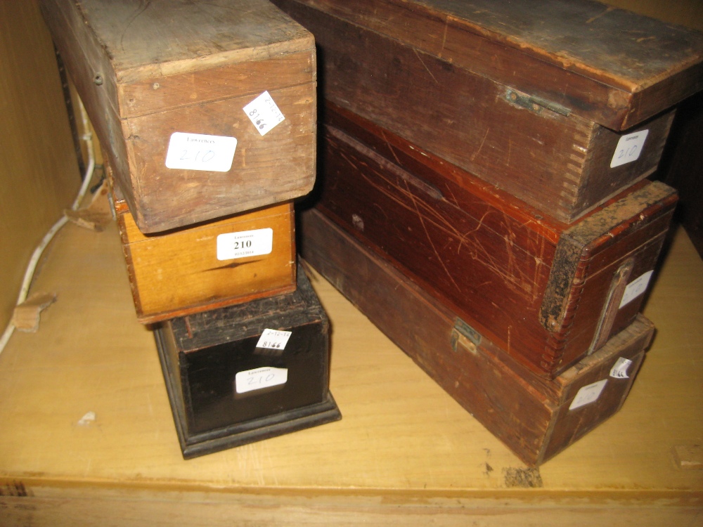 Six wooden boxes containing a large collection of various magic lantern slides including: London,