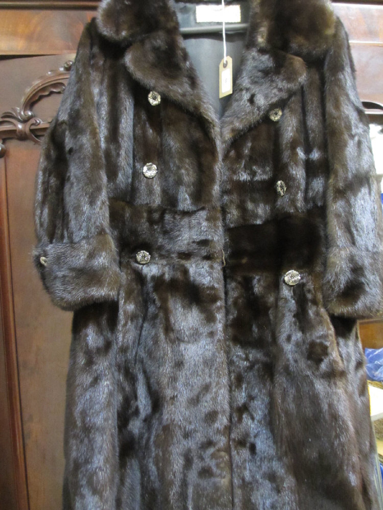 Thorpe & Crump Limited ladies three quarter length mink fur coat with flower design buttons,