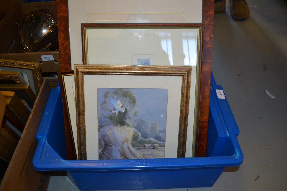 Group of six small watercolours by Katie Millard, housed in two frames, together with a quantity