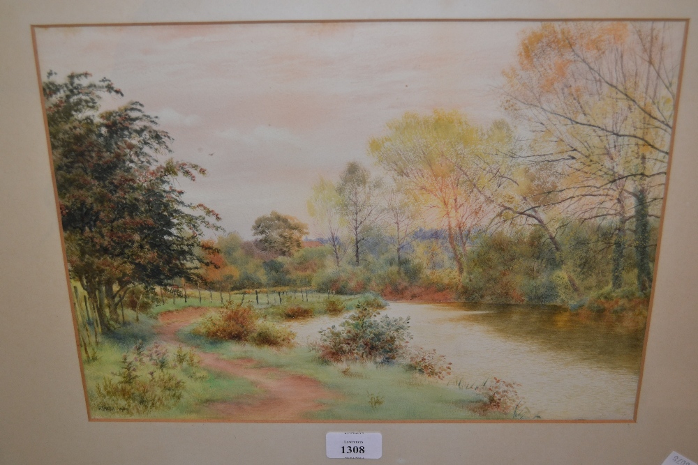 A.T. Nash, watercolour, river landscape, another watercolour, river landscape, signed Hodson, and